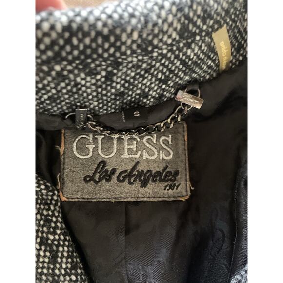 Guess Los Angeles 1981 Blazer Womens Small Leather Trim Wool Hipster Sports Coat - Picture 8 of 16